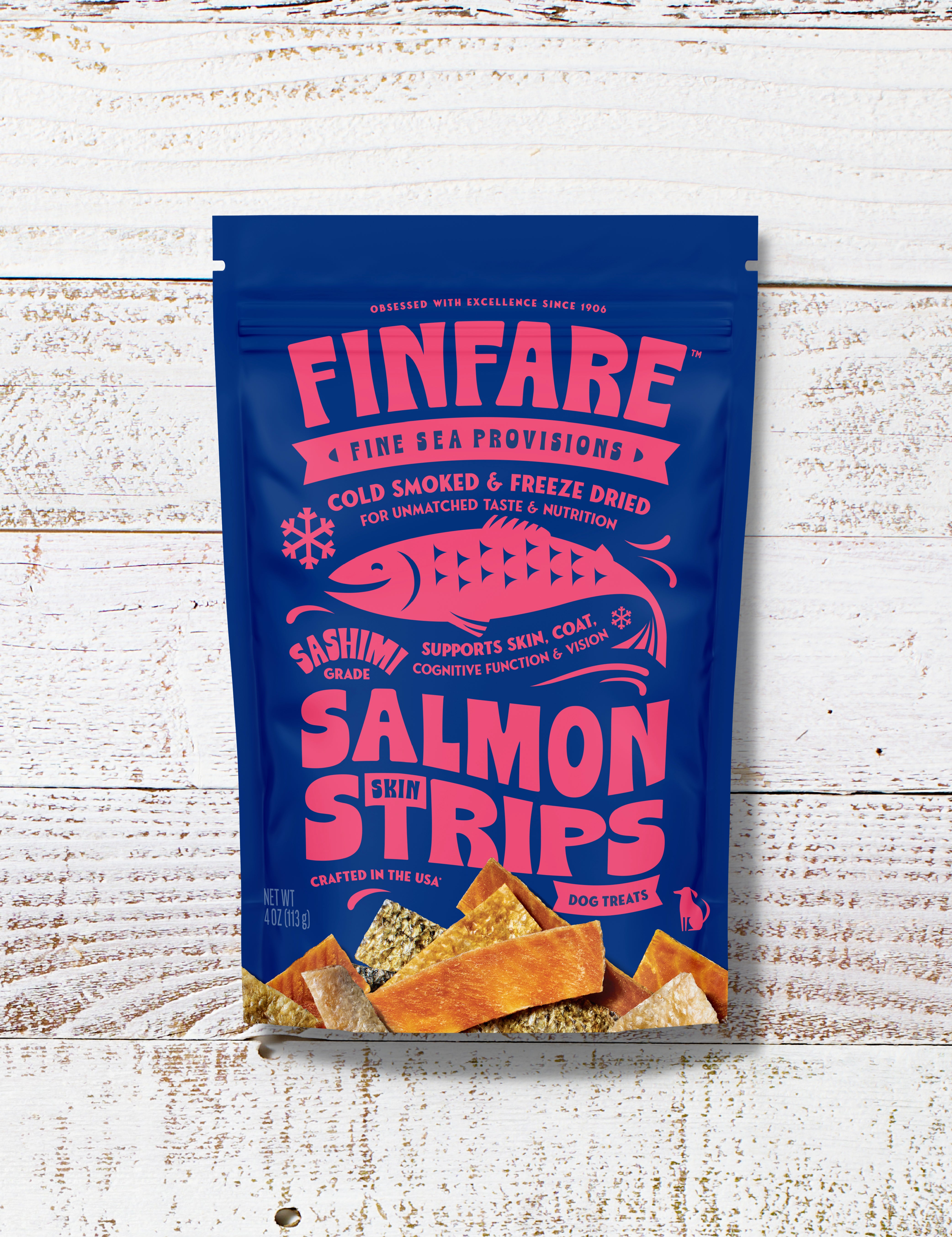 Freeze-Dried Salmon Skin Strips for Dogs